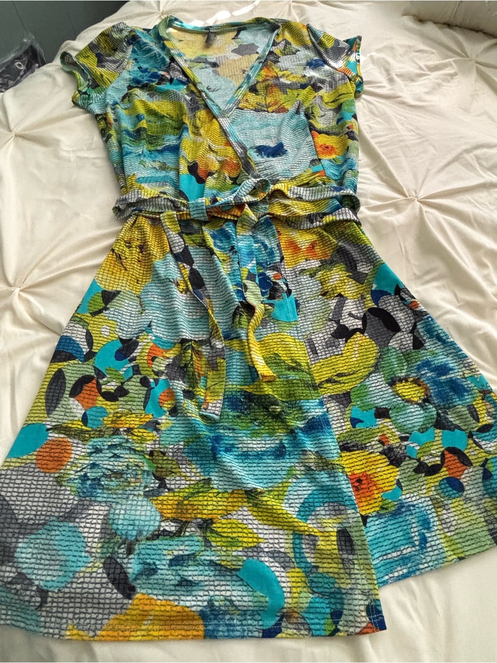 Ladies' Multicolor Abstract Wrap Dress